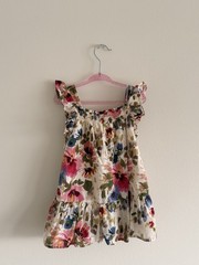 Gap Baby Girls Floral Cotton Sundress 2 Years Knee Length Ruffle Sleeve Pullover