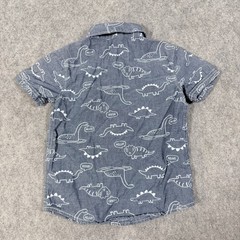 Carter Short Sleeve Button-Up Dinosaurs Shirt FitsToddler Boy’s Size 4T/4A Blue
