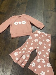 Girls flower bell bottom pants and shirt size 6/9 months #12