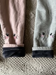 Toddler Girl Kitten Knee Leggings 2T Pink Gray Cozy Pants Lot of 2
