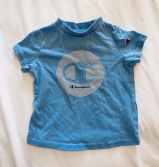 Champion Blue Cotton Baby T-Shirt 0-3 Months Short Sleeve Crew Neck Logo