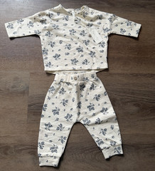 Rylee + Cru 2-Piece Baby Outfit Set 0-3M Ivory/Blue Floral Top & Pants