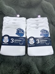 Gerber Baby Unisex Long Sleeve White Onesies Bodysuits Size Preemie 6pk New