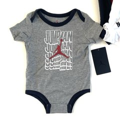 JORDAN NIKE Baby Bodysuit 3-Pack Jumpman Wave BABY SIZE 9M Carbon Heather NWT