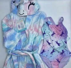 Girls Size 3/4 Saint Eve 2-Piece Unicorn Beach Cover Up & 1-Piece Swimsuit Set