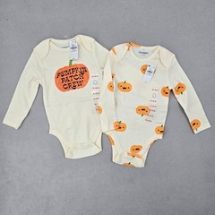 Old Navy NWT 12-18M Pumpkin Bodysuit Set Baby Fall Halloween Graphic 2PK