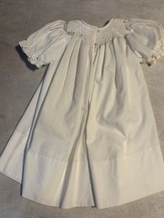 Smocked SS puff dress Rosalina Collection flowers 12m Embroidered White Formal