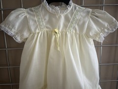 Vintage Embroidered Yellow Roses Baby Dress 18M 1960s Ruffled Frilly Cottage
