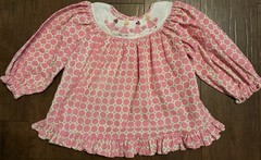NWOT Mom & Me Smocked Cheerleader Geometric Tunic Blouse 3/4 Sleeve Ruffle Sz 3T
