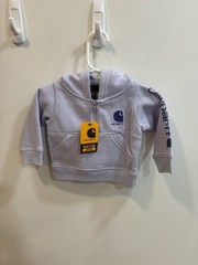 Carhartt Gray Full-Zip Hooded Fleece Jacket w/ Pockets Logo Size 3M