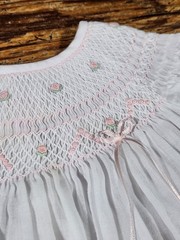 VTG Will’beth White Smocked Dress Delicate Rose Girl 24 Months Baptism Heirloom