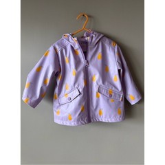 Zara Baby Purple and Orange Pear Print Hooded Rain Coat 12-18 Months