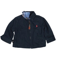 Polo Ralph Lauren Harrington Jacket Plaid Collar Classic Preppy Navy Baby 12M
