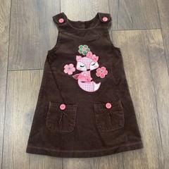 WonderKids Brown Corduroy Dress, Pink Fox, Size 3T