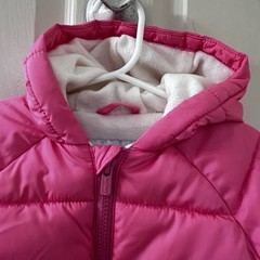 Old Navy Pink Rainbow Puffer Jacket Water Resistant Girls Size 6-12 Months