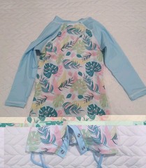 NWOT BESSER BAY 18-24M Girls UV Protection Long Sleeve Half Zip One Piece Leaves