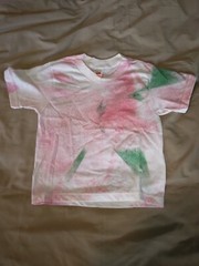 Childs 2 – 4 T-shirt Red Green Pink tie dye on white 274765