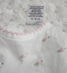 Cuclie White Embroidered Full Pink Flowers Baby Gown 100% Pima Cotton Size 0-3M