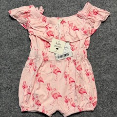NWT Kate Quinn Watercolor Flamingo Off Shoulder Shortie 12-18M