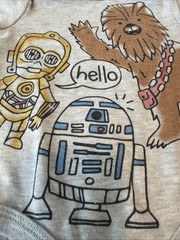 Star Wars One Piece Undershirt Snap On Short Sleeve R2D2-C3PO-Ewok 6-9 Months