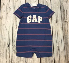 Baby Gap Boys 12-18 Months Blue & Orange Gap Logo Shorts Romper. NWT