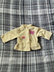 BabyQ Girls 6-9M Yellow Fleece Jacket, Embroidered Butterfly/Flower, Pockets