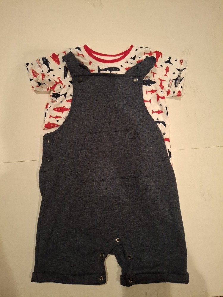 Toddler Boys Wonder Nation Overall Short Set Shark 24M