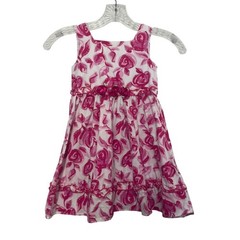 Youngland Girls Dress Floral Baby 4T Pink White Toddlers Sleeveless