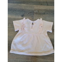 7 For All Mankind Baby Girl Pink Gauze Cotton Embroidered Ruffle Top 3T #5