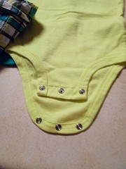 Baby Boy 3 Piece Short Set Plaid Pocket Tee Snaps Teal Yellow SS Size 6 Months