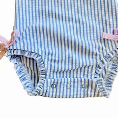 Ruffle Butts Seersucker One-Piece Rashguard Swimsuit NWOT 3-6 months