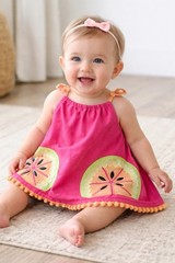 mud pie Watermelon Fruit Dress 12-18 Months Bright Colorful 100% Cotton