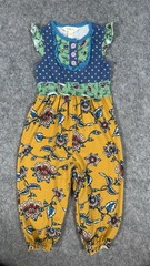 Matilda Jane Sleeveless Pants Jumpsuit Floral Polka Dot Yellow Blue 12-18 Months
