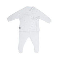 NWT Spanish Knit White Cotton Coming Home Set Newborn Preemie Baby Girls Boys 01