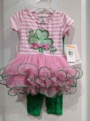 Bonnie Jean baby girls Shamrock St Patrick ‘s Day green Pink leggings dress set