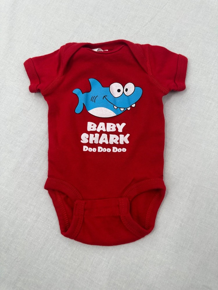 Rabbit Skins Red Newborn Baby Shark Doo Doo Doo One Piece New With Out Tags NWOT