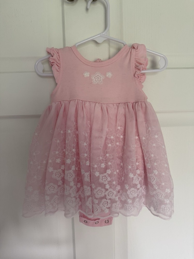 Little Me Girls Pink Dress 6 Months plus Headband