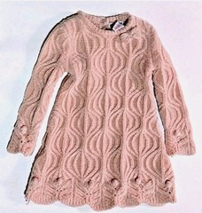 Cupcakes and Cashmere Baby Girl Salmon Cable Knit Sweater Dress 24M New Cond