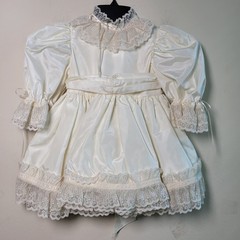 Vintage Christening Gown Dress Girl Baby Lace Ivory Heirloom Baptism Prairie