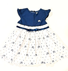 Burberry London Baby Girls/Toddler Navy Blue/White Knight Logo Dress Size S