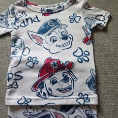 Paw Patrol Marshall Chase Pajama Set 12M White Blue Red Snug Fit 2 Piece PJ