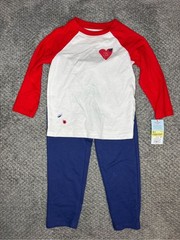 Cat & Jack Toddler Boys Little Love Bug 2pc Outfit Set – White/Blue/Red 3T NWT