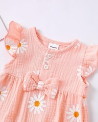 Renotemy Preemie Baby Girl Clothes Outfits Linen Preemie, Daisy Pink