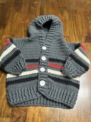 Toddler Handmade Crochet Multi-Color Button Up Sweater with Hood