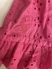NWT Ralph Lauren Baby Girls Pink Eyelet Ruffle Open Back Romper Size 3M