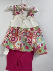 New with tags Nanette Classic Pink Capri Pants and Shirt Set Girls sz 18m