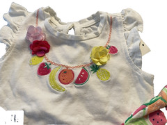 baby Gap NWT Girl’s 6 12 Mo. 2 Pc Outfit Set Fruit Bodysuit w/ Bubble Shorts
