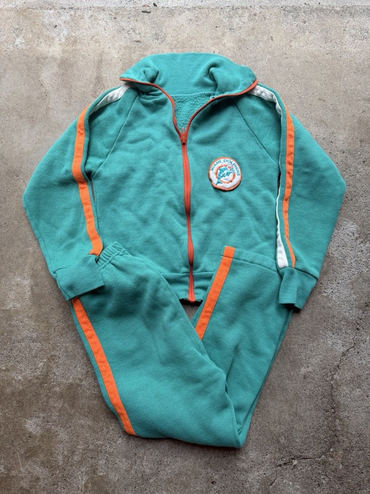 VTG Miami Dolphins Tracksuit 70s NFL 6-8 Pants And Jacket Outfit Children