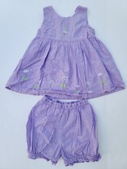 Vtg Y2K 90’s Small Steps Purple Embroidered Flower 2 Piece Dress Ruffle Short 2T