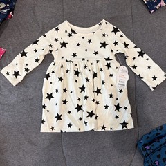TODDLER GIRL ORGANIC 100% COTTON LONG SLEEVE KNIT DRESS WITH POCKETS SIZE 12M
